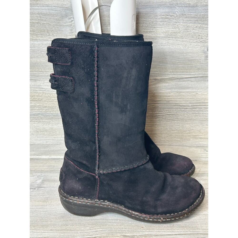 UGG Australia Women's 5 Haywell Black Suede Leather Sherpa Lined Boots 1001669